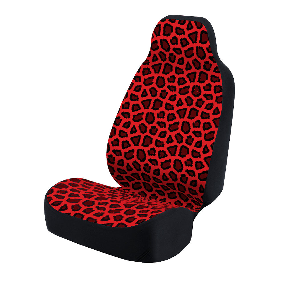 Universal Print Seat Cover (ashen jaguar black spots & red background)