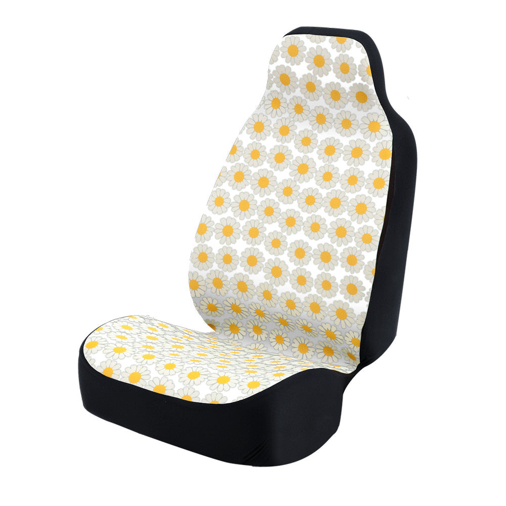 Universal Print Seat Cover (daisy crazy white flowers & white background)