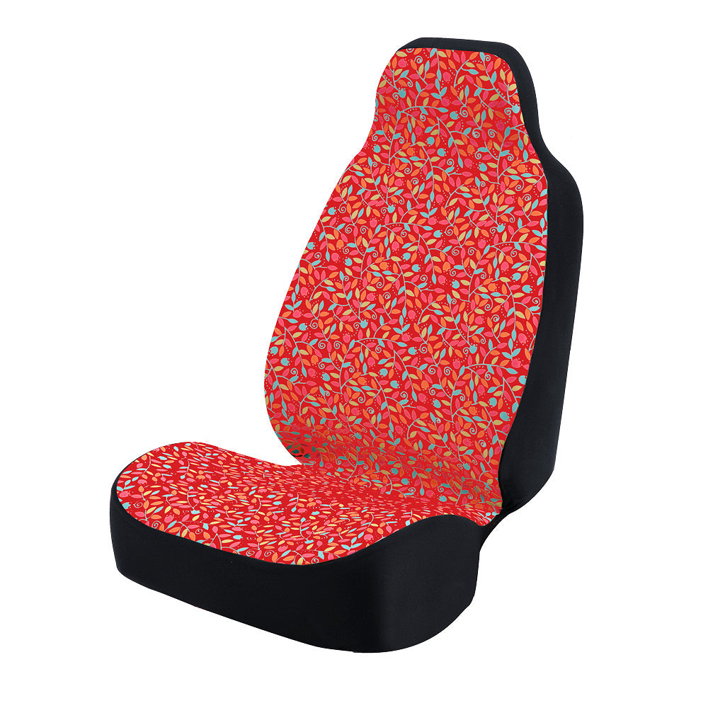 Universal Print Seat Cover (vivid flowers pink and blue & red background)