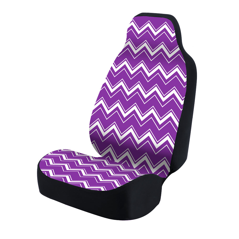Universal Print Seat Cover (chevrons white and purple background)