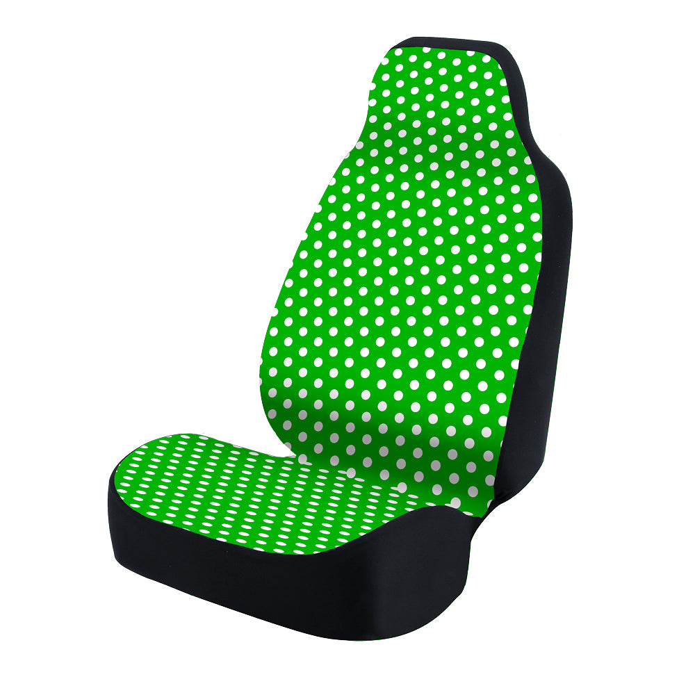 Universal Print Seat Cover (polka dots white and green background)
