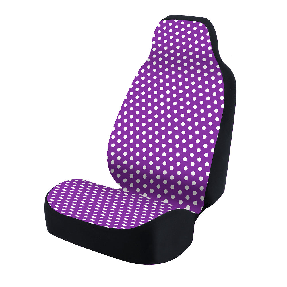 Universal Print Seat Cover (polka dots white and purple background)