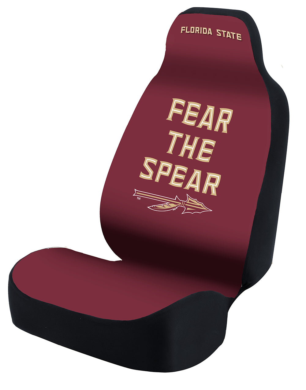 Universal Seat Cover Print 1pc - Ultimate Suede - University of Florida State - Fear The Spear w/ Black Interlock Backing