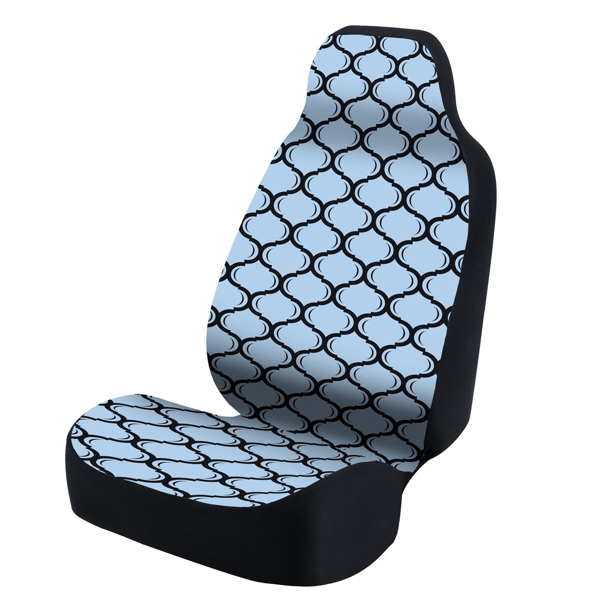 Universal Seat Cover Fashion Print 1pc - Ultimate Suede - Lattice Black and Sky Background