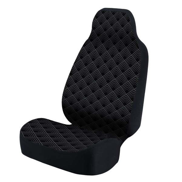 Universal Seat Cover Fashion Print 1pc - Ultimate Suede - Chevron Scaled Gray and Black Background