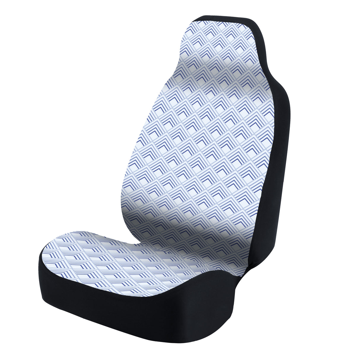 Universal Seat Cover Fashion Print 1pc - Ultimate Suede - Chevron Scaled Blue and Light Blue Background