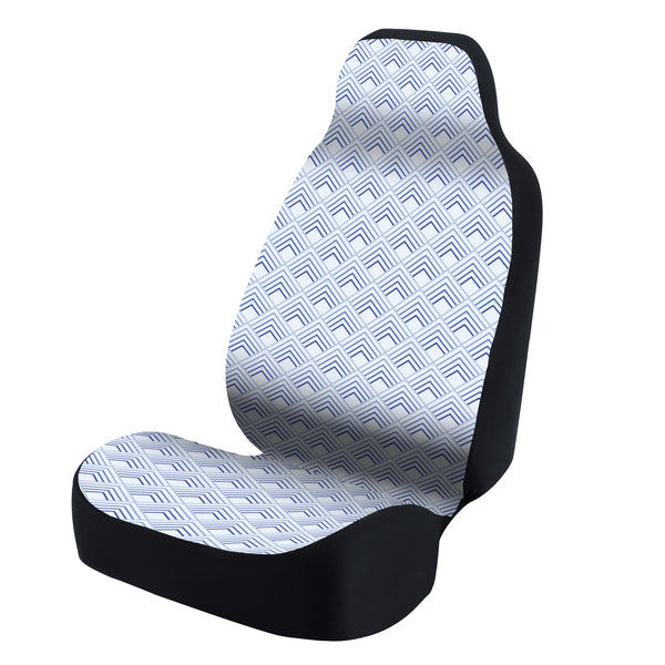 Universal Seat Cover Fashion Print 1pc - Ultimate Suede - Chevron Scaled Blue and Light Blue Background
