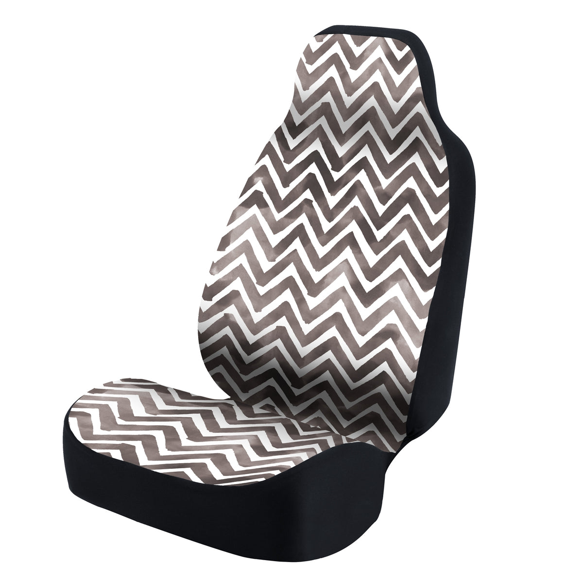 Universal Seat Cover Fashion Print 1pc - Ultimate Suede - Chevron Watercolor Gray and White Background