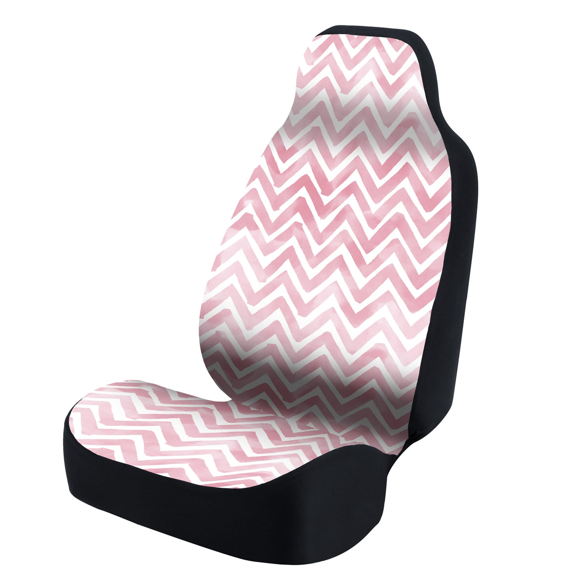 Universal Seat Cover Fashion Print 1pc - Ultimate Suede - Chevron Watercolor Pink and White Background