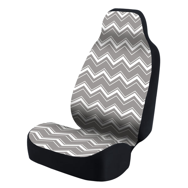 Universal Seat Cover Fashion Print 1pc - Ultimate Suede - Chevron Light Gray and White