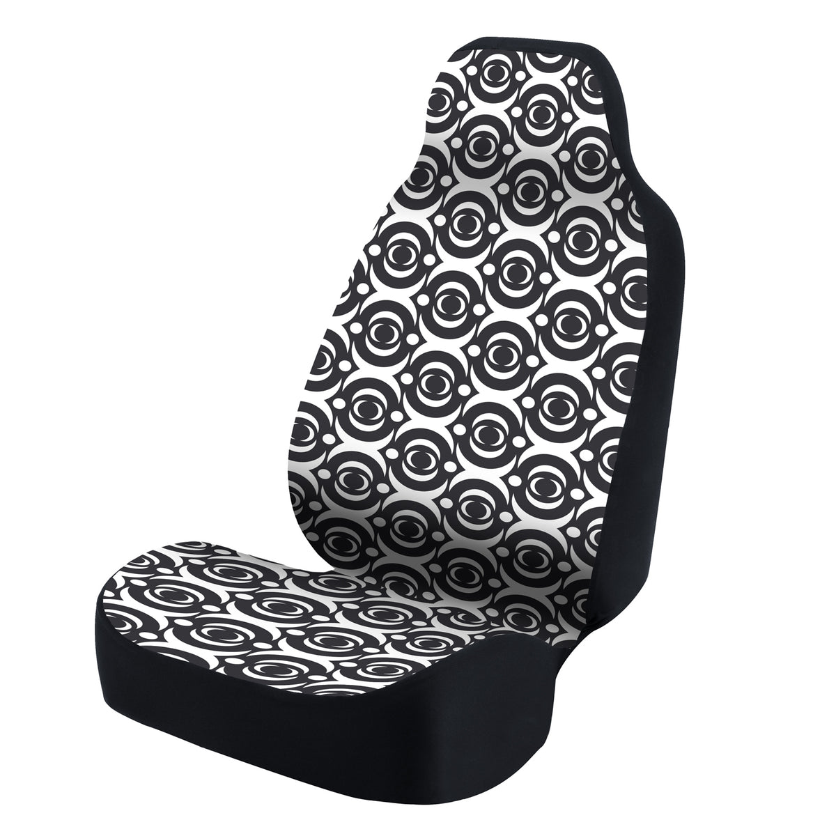 Universal Seat Cover Fashion Print 1pc - Ultimate Suede - Symmetry Flow White over Black