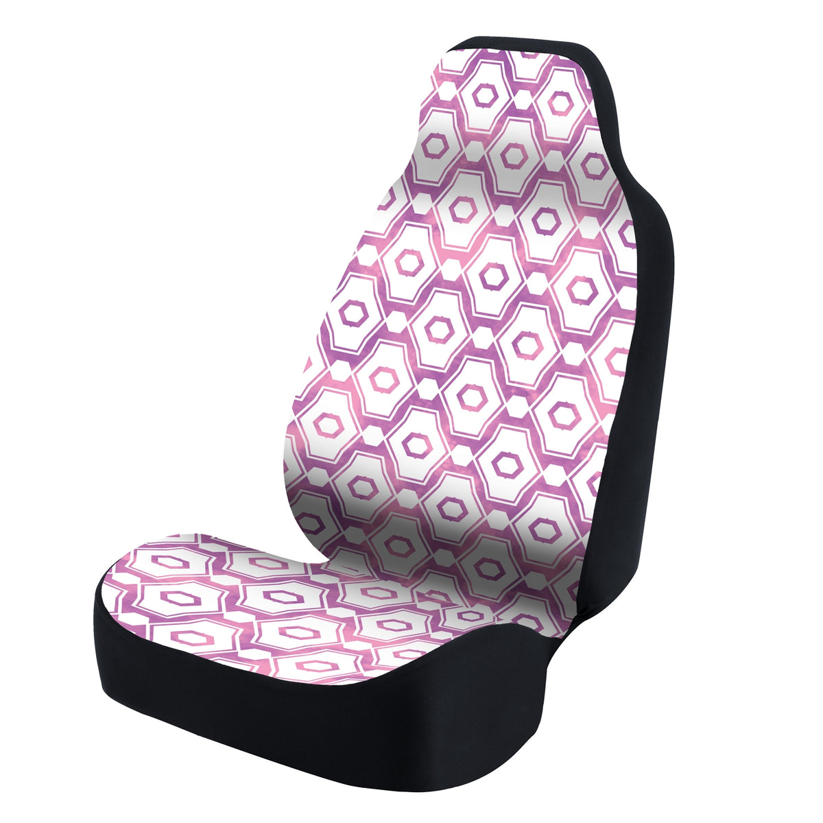 Universal Seat Cover Fashion Print 1pc - Ultimate Suede - Tapestry Polygons Purple Watercolor under White