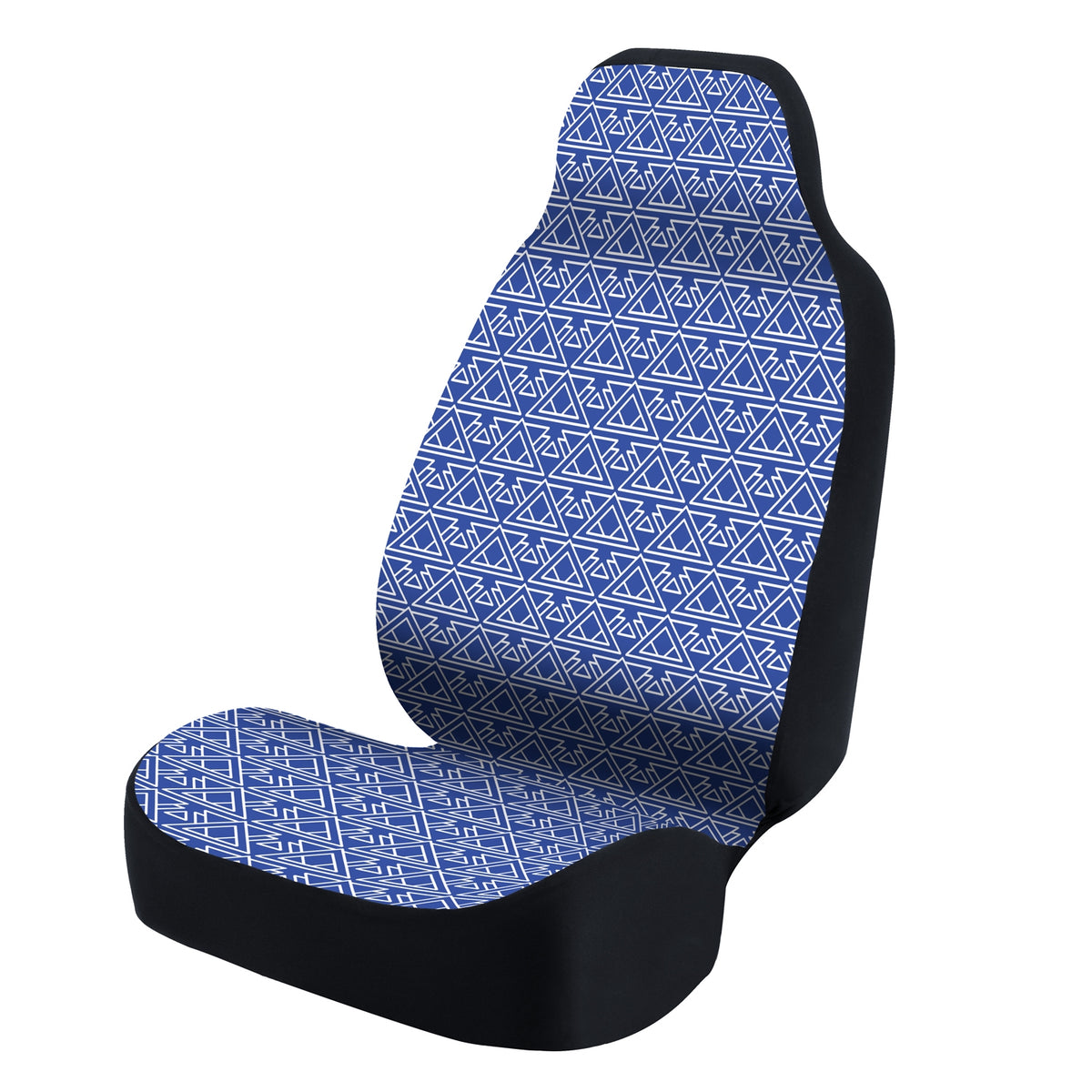 Universal Seat Cover Fashion Print 1pc - Ultimate Suede - Tapestry Pyramids Blue under White