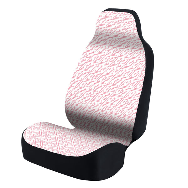 Universal Seat Cover Fashion Print 1pc - Ultimate Suede - Tapestry Pyramids Pink over White