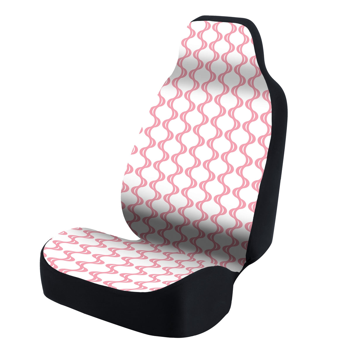 Universal Seat Cover Fashion Print 1pc - Ultimate Suede - Symmetry Sine Pink over White