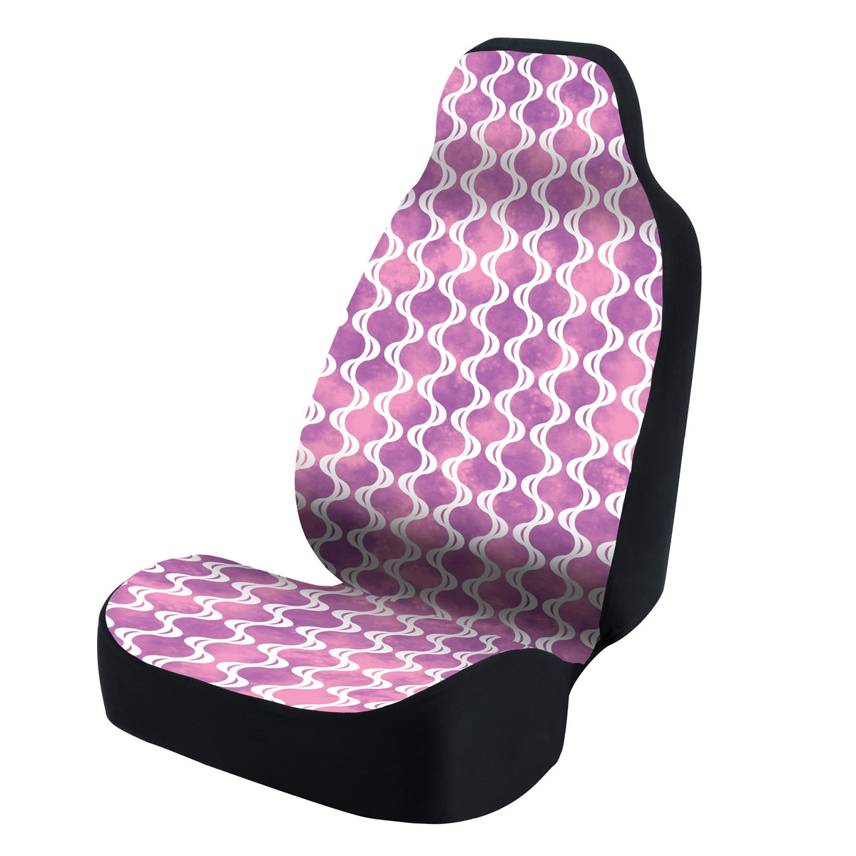 Universal Seat Cover Fashion Print 1pc - Ultimate Suede - Symmetry Sine Purple Watercolor under White