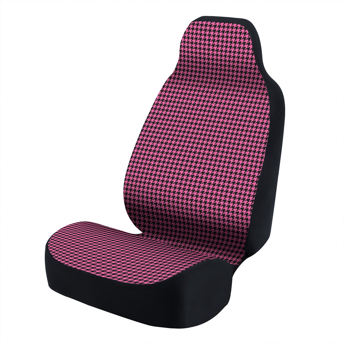 Universal Seat Cover Fashion Print 1pc - Ultimate Suede - Interlocking Houndstooth Black and Pink