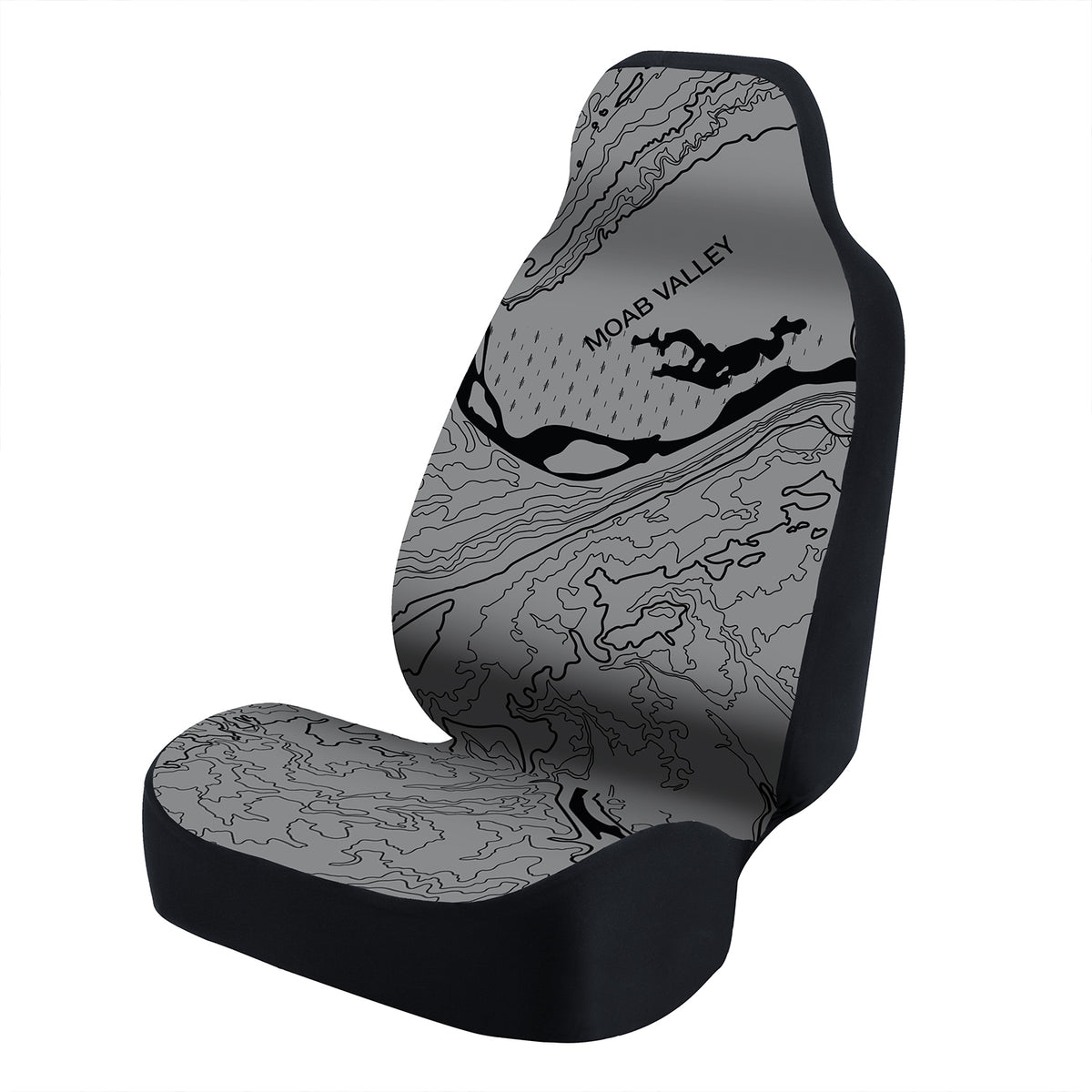 Universal Seat Cover Fashion Print 1pc - Ultimate Suede - Graphic Topographic Gray