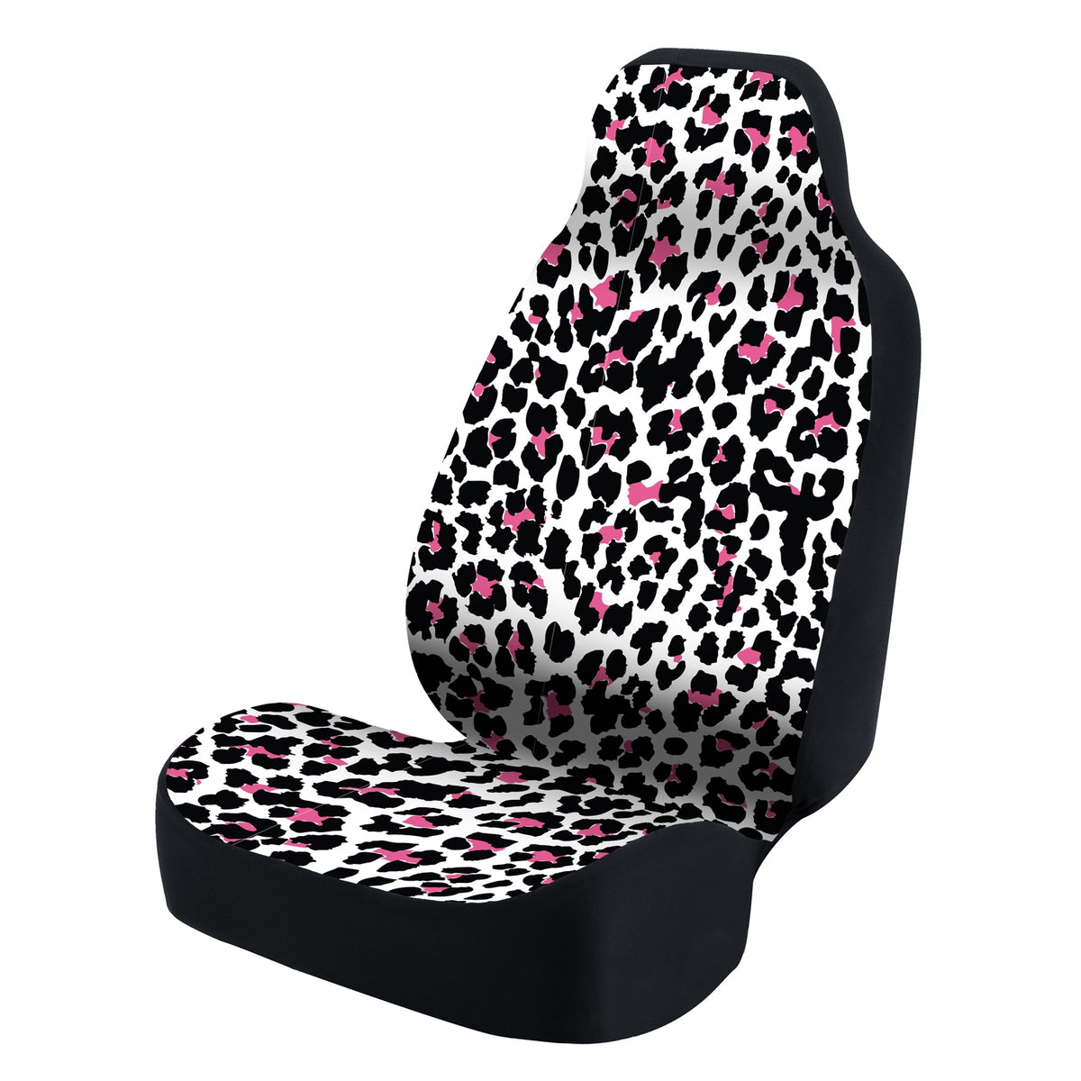 Universal Seat Cover Fashion Print 1pc - Ultimate Suede - Animal Leopard Pink White Background