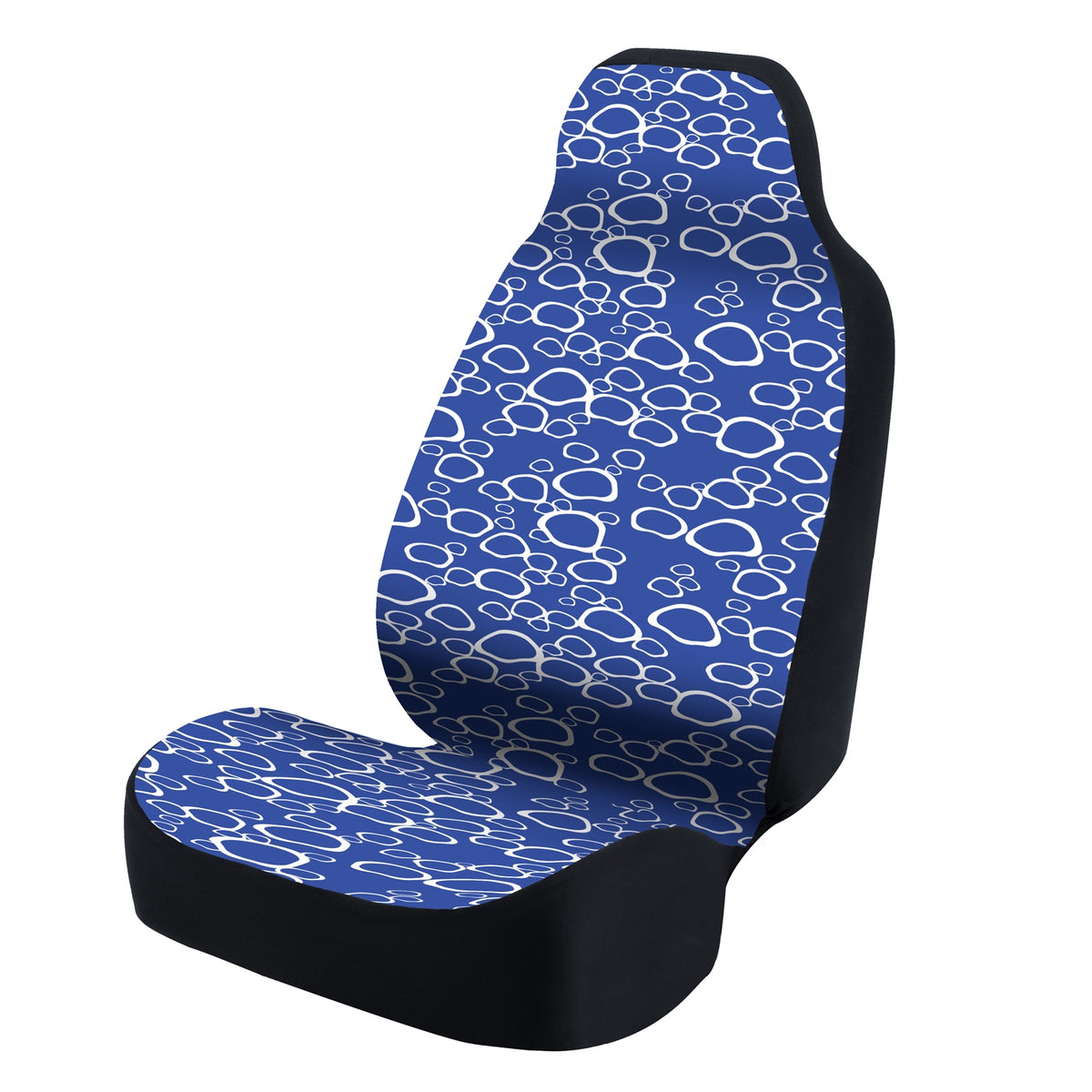 Universal Seat Cover Fashion Print 1pc - Ultimate Suede - Organic Riverbed Blue under White