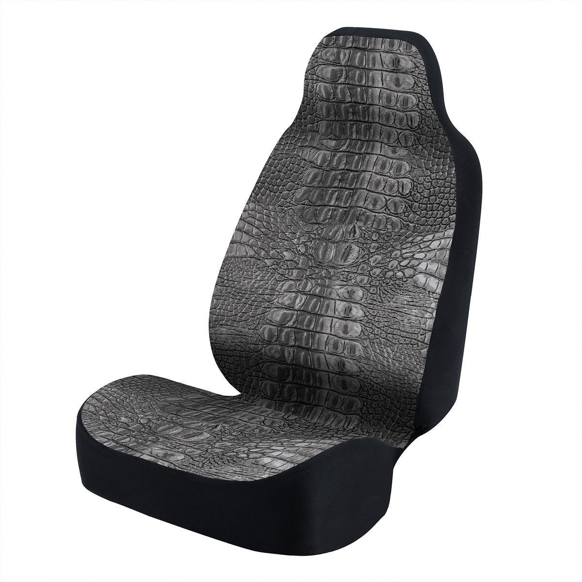 Universal Seat Cover Fashion Print 1pc - Ultimate Suede - Animal Print Alligator Steel