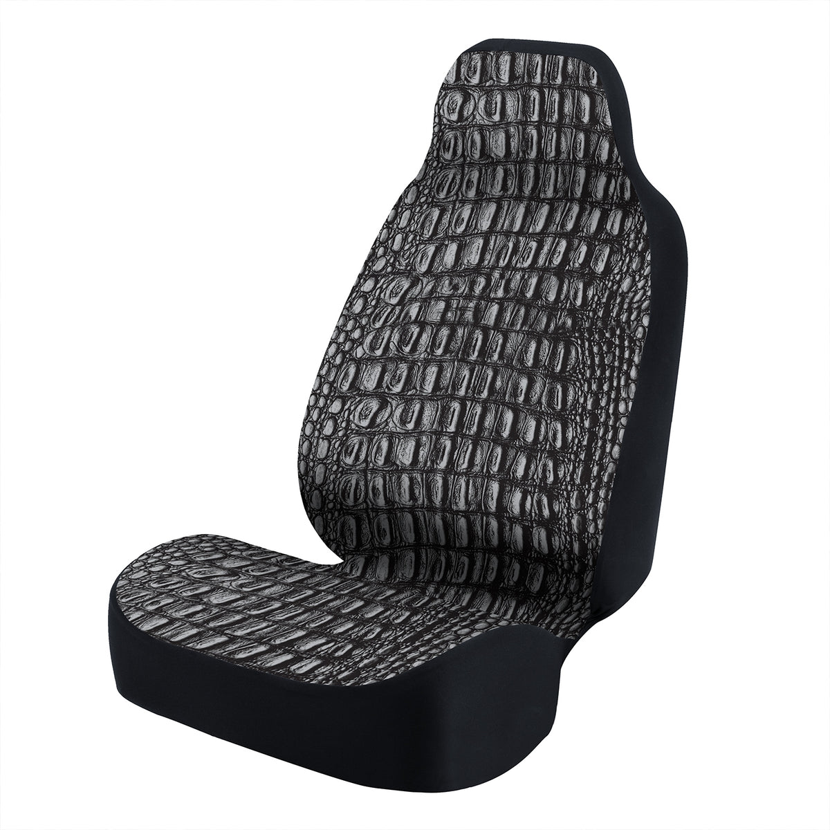 Universal Seat Cover Fashion Print 1pc - Ultimate Suede - Animal Print Alligator Uniform Ebony
