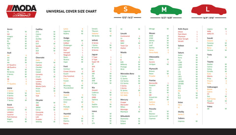 Universal Car Cover Sizes