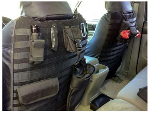 Where can I attach my pouches on my tactical seat?