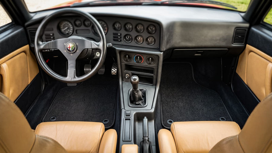Coverking custom floor mats classic Ferrari with red seats