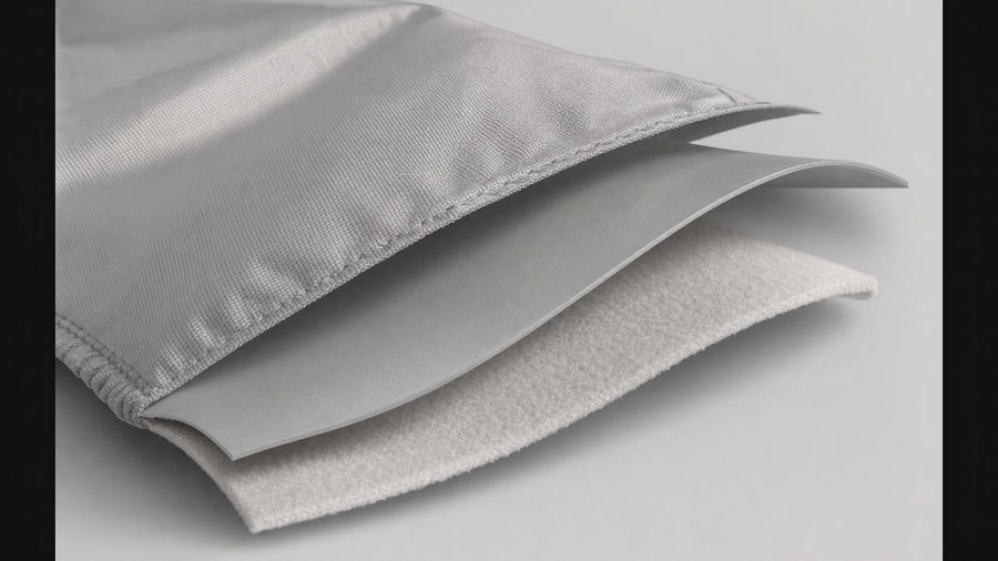 Cross-section animation separating the three layers of Coverking Autobody Armor car cover