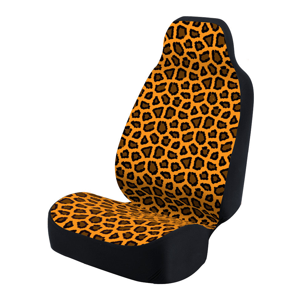 Universal Print Seat Cover (ashen jaguar black spots & orange background)