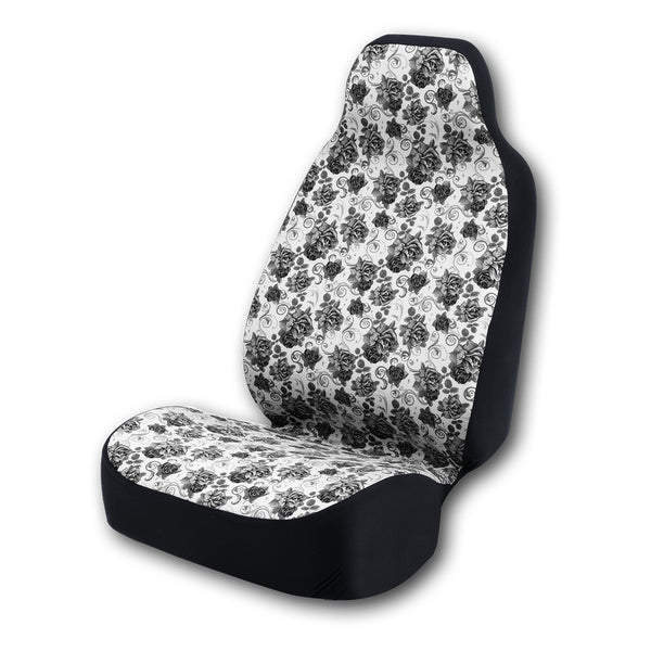 Universal Print Seat Cover (black roses & gray background)