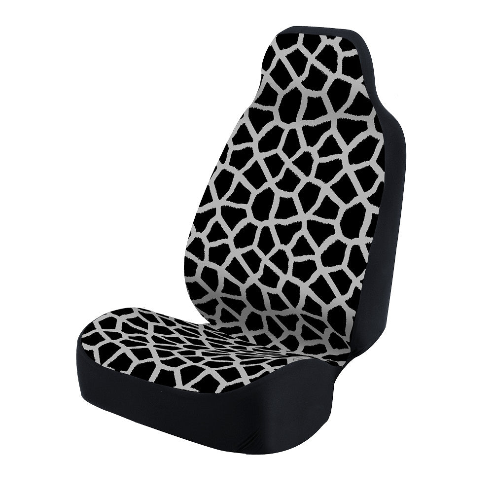 Universal Print Seat Cover (giraffe black spots & gray background)