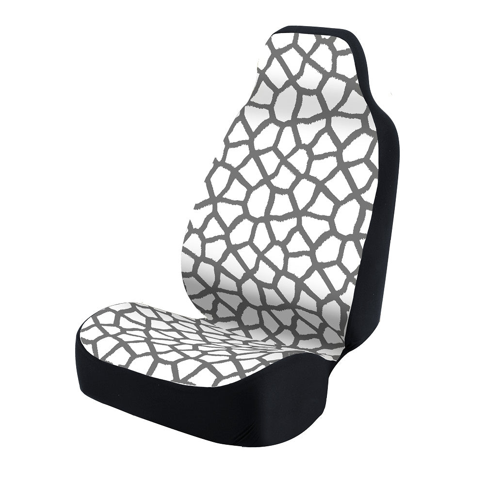 Universal Print Seat Cover (giraffe white spots & gray background)