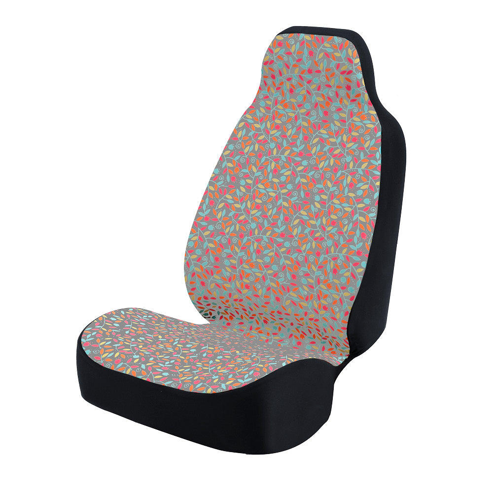 Universal Print Seat Cover (vivid flowers pink and blue & gray background)
