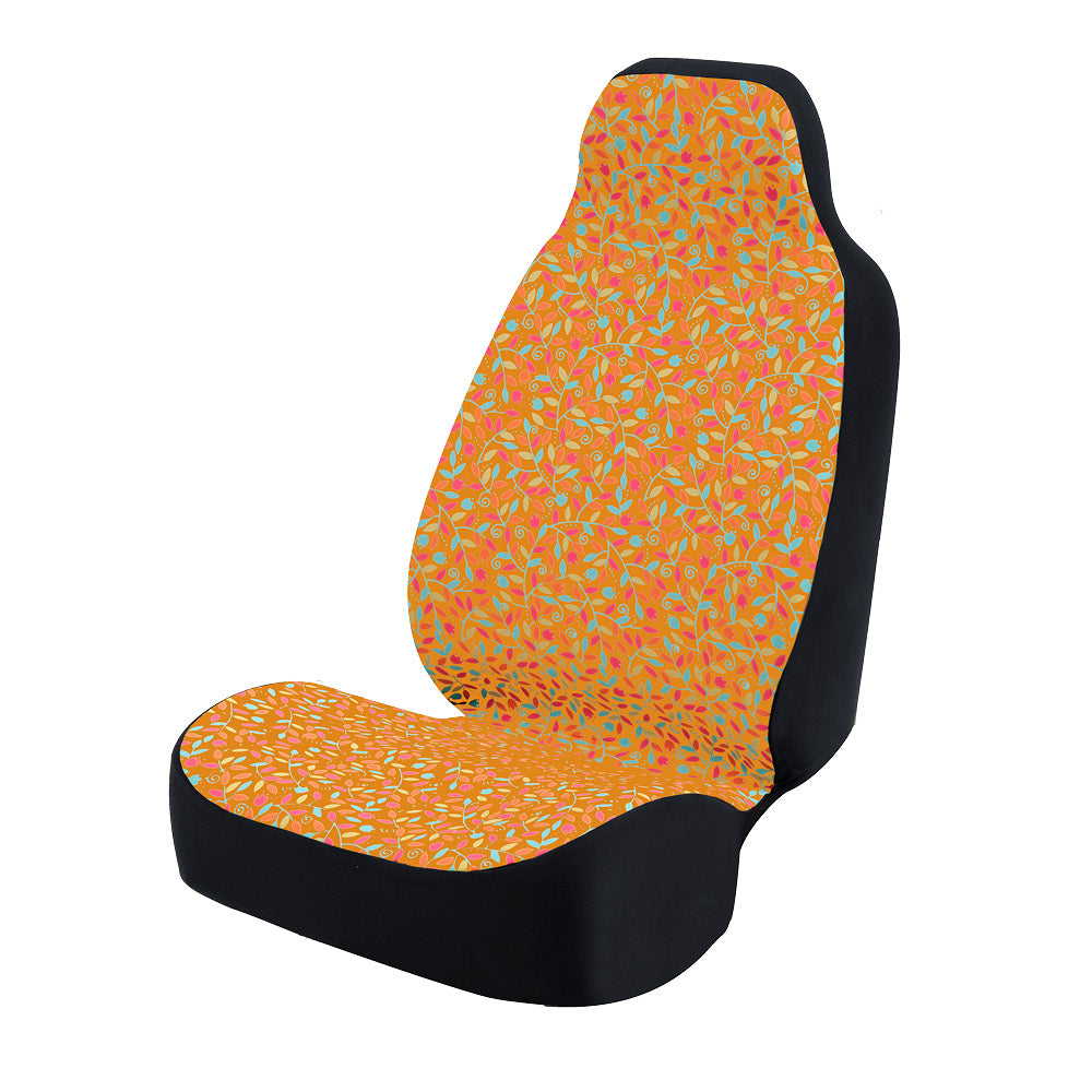 Universal Print Seat Cover (vivid flowers pink and blue & orange background)