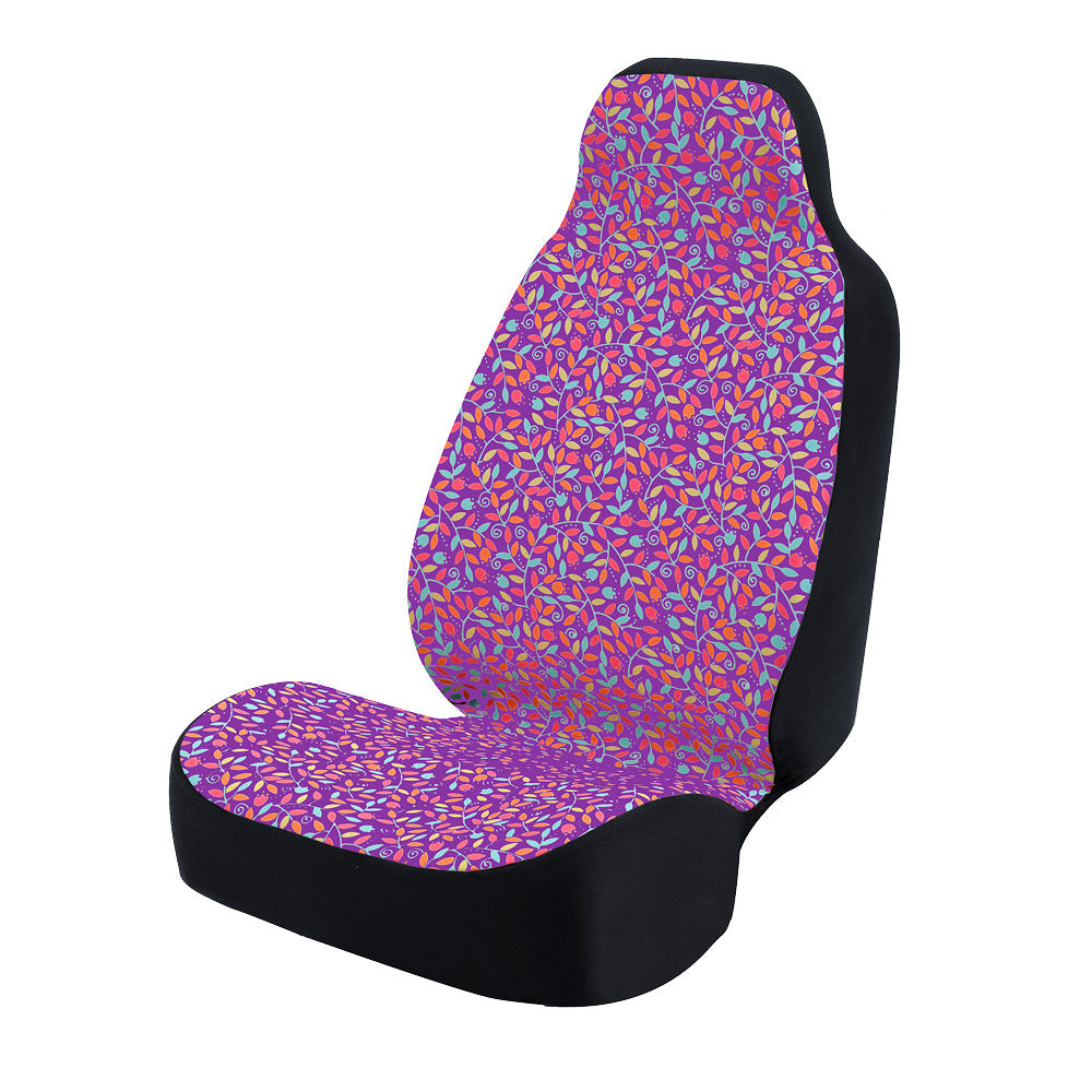 Universal Print Seat Cover (vivid flowers pink and blue & purple background)