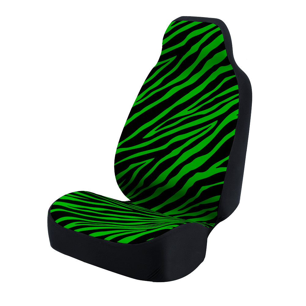 Universal Print Seat Cover (zebra black stripes & green background)