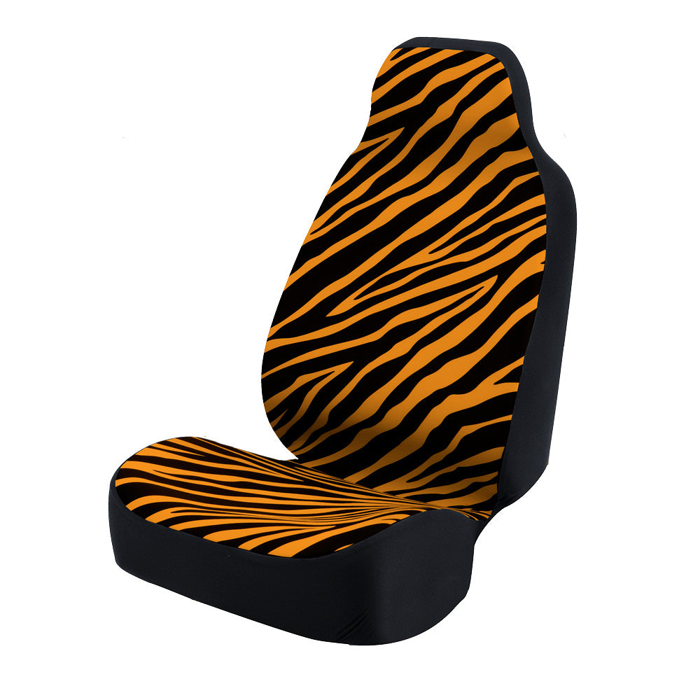 Universal Print Seat Cover (zebra black stripes & orange background)