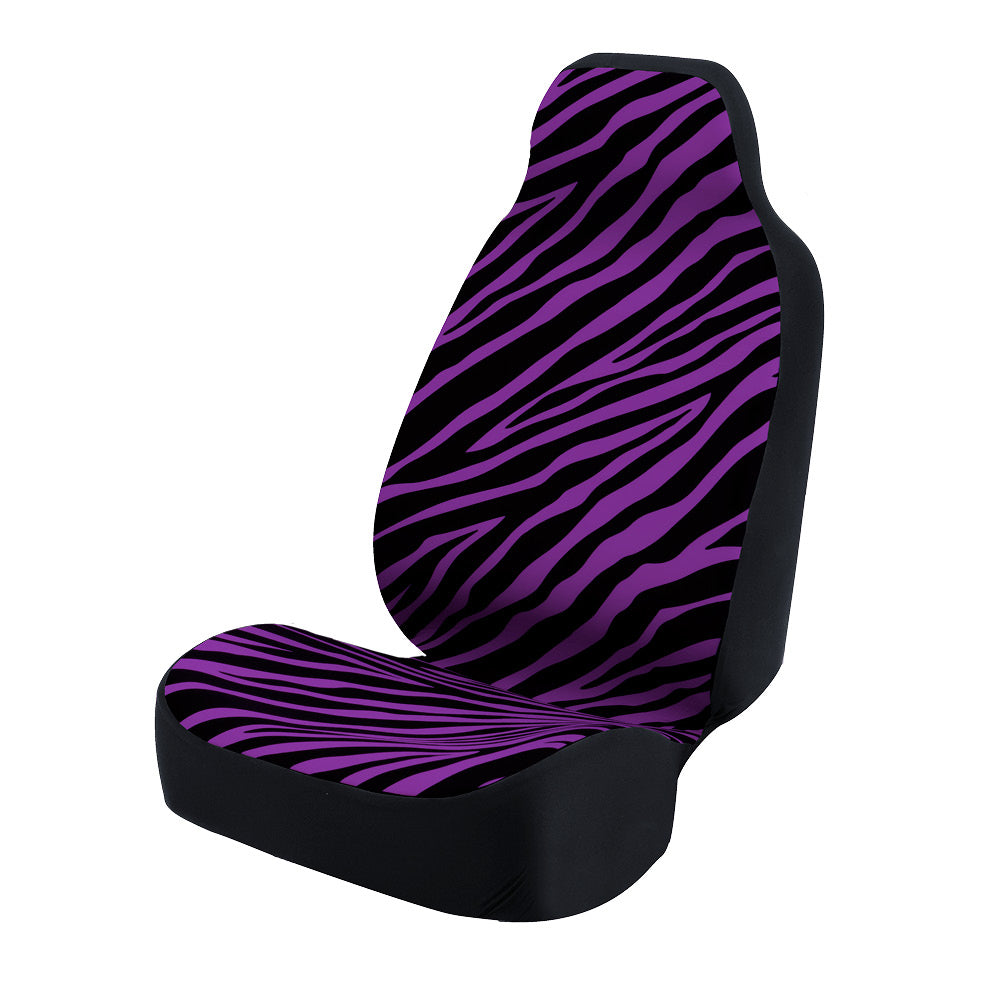 Universal Print Seat Cover (zebra black stripes & purple background)