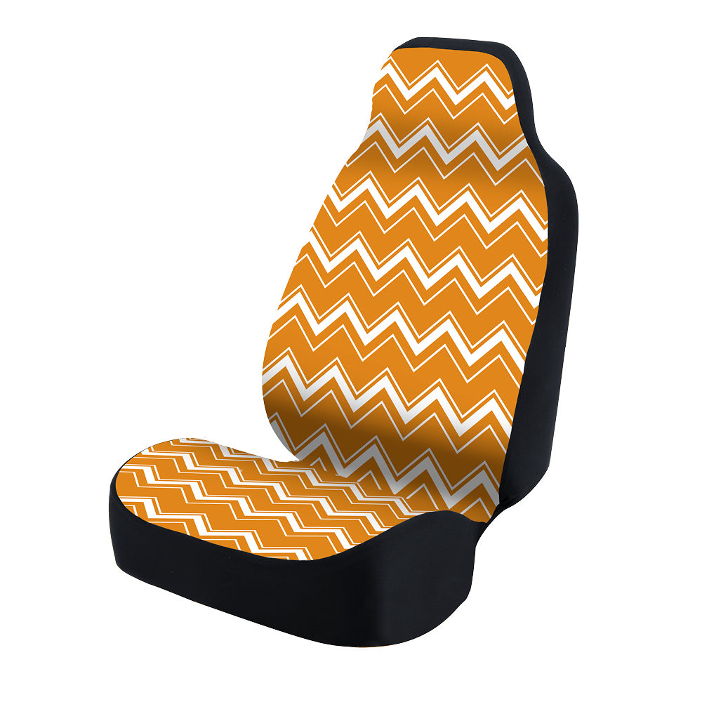 Universal Print Seat Cover (chevrons white and orange background)