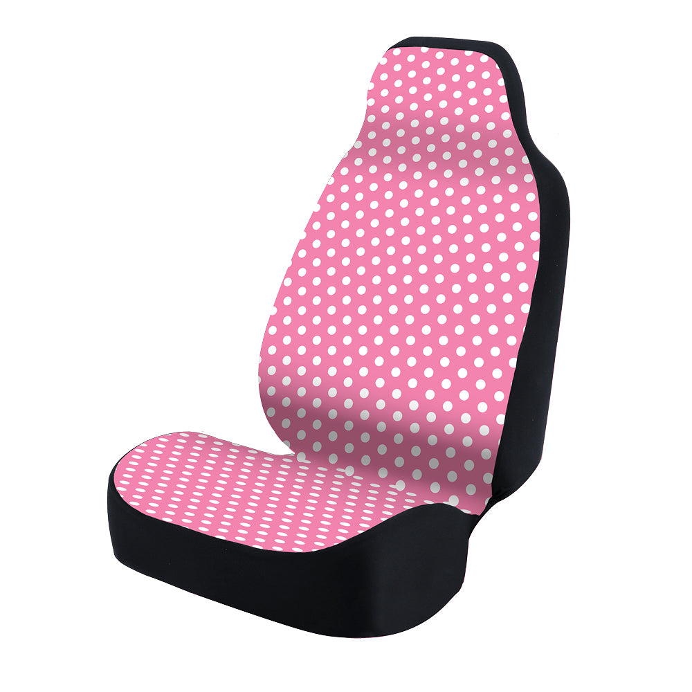 Universal Print Seat Cover (polka dots white and pink background)