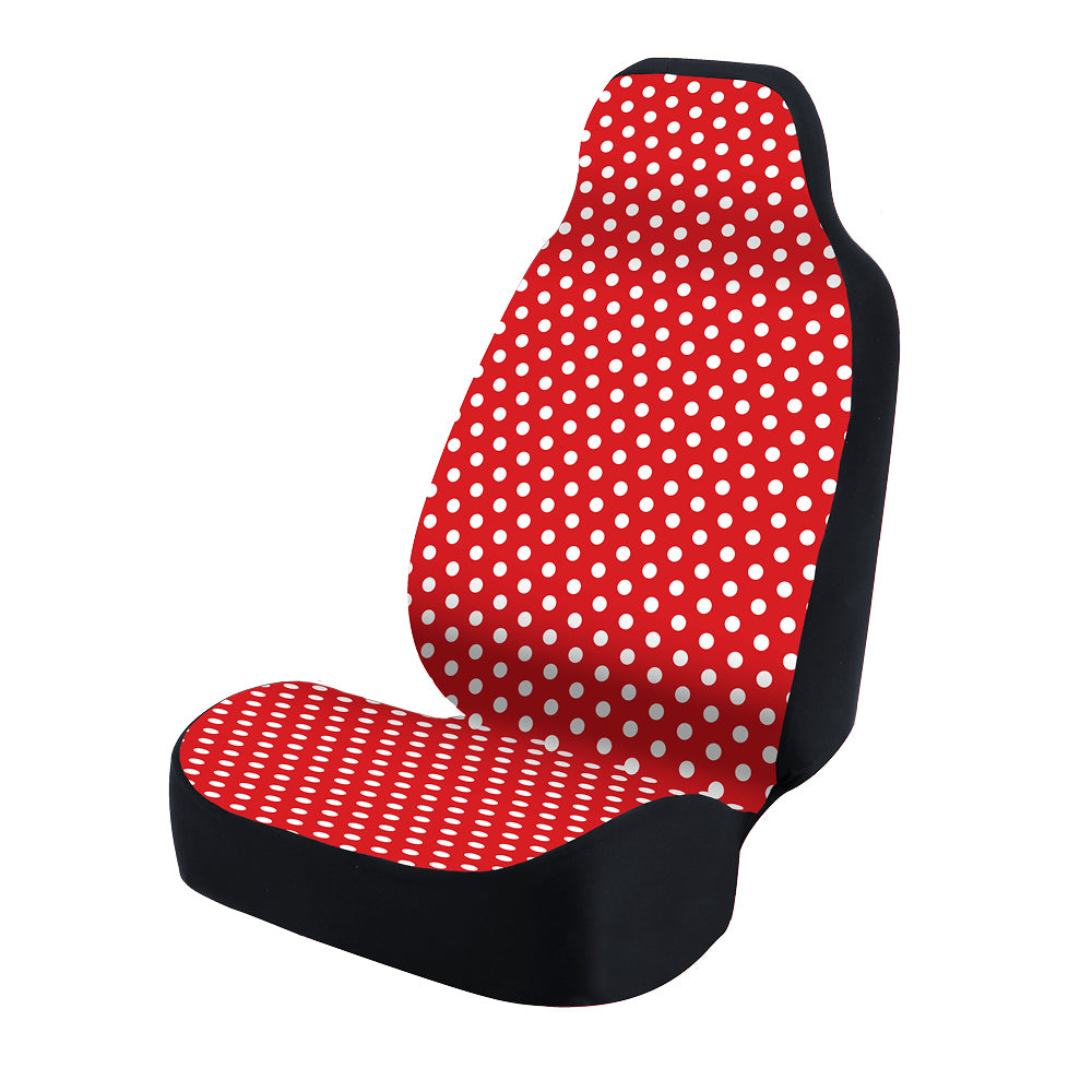 Universal Print Seat Cover (polka dots white and red background)