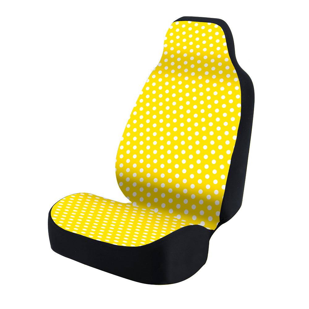 Universal Print Seat Cover (polka dots white and yellow background)