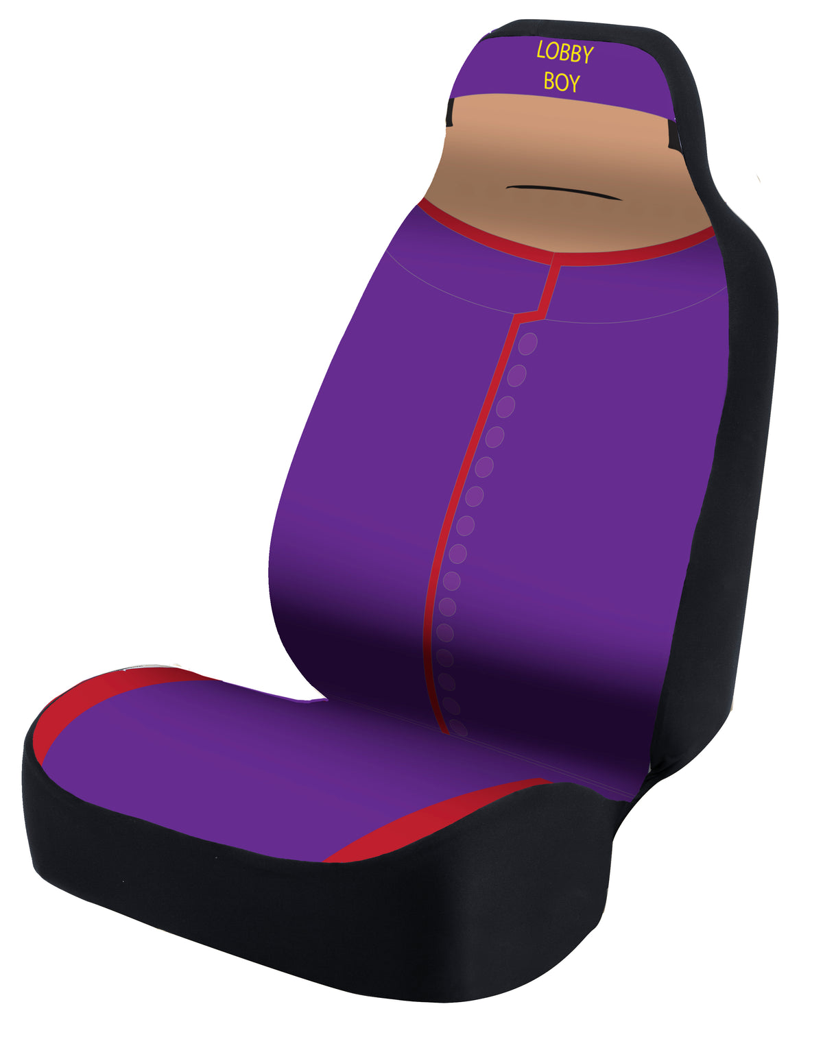 Universal Seat Cover Fashion Print 1pc - Neosupreme - Wes Anderson - Lobby Boy w/ BlackInterlock Backing