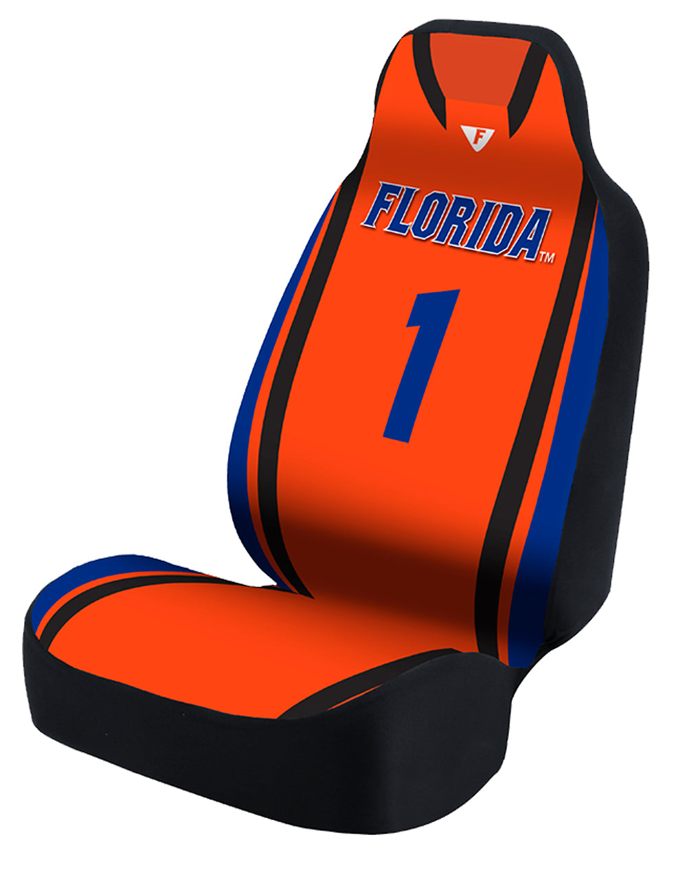 Universal Seat Cover Print 1pc - Ultimate Suede - University of Florida - Orange Jersey w/ Black Interlock Backing