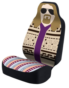 Universal Seat Cover Fashion Print 1pc - Neosupreme - The Big Lebowski - The Dude w/ BlackInterlock Backing