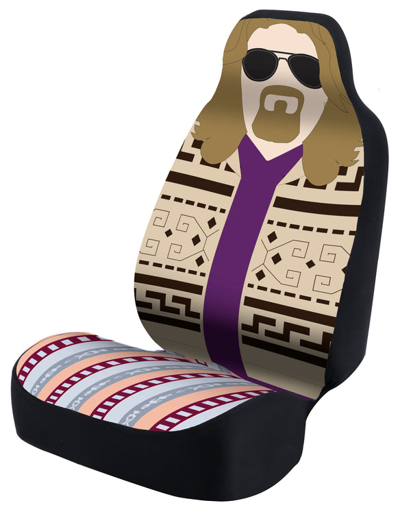 Universal Seat Cover Fashion Print 1pc - Neosupreme - The Big Lebowski - The Dude w/ BlackInterlock Backing