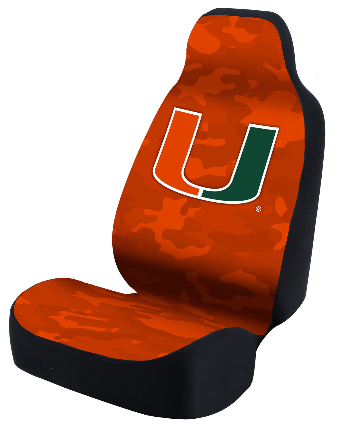 Universal Seat Cover Print 1pc - Ultimate Suede - University of Miami - Camo