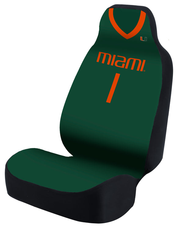 Universal Seat Cover Print 1pc - Ultimate Suede - University of Miami - Jersey